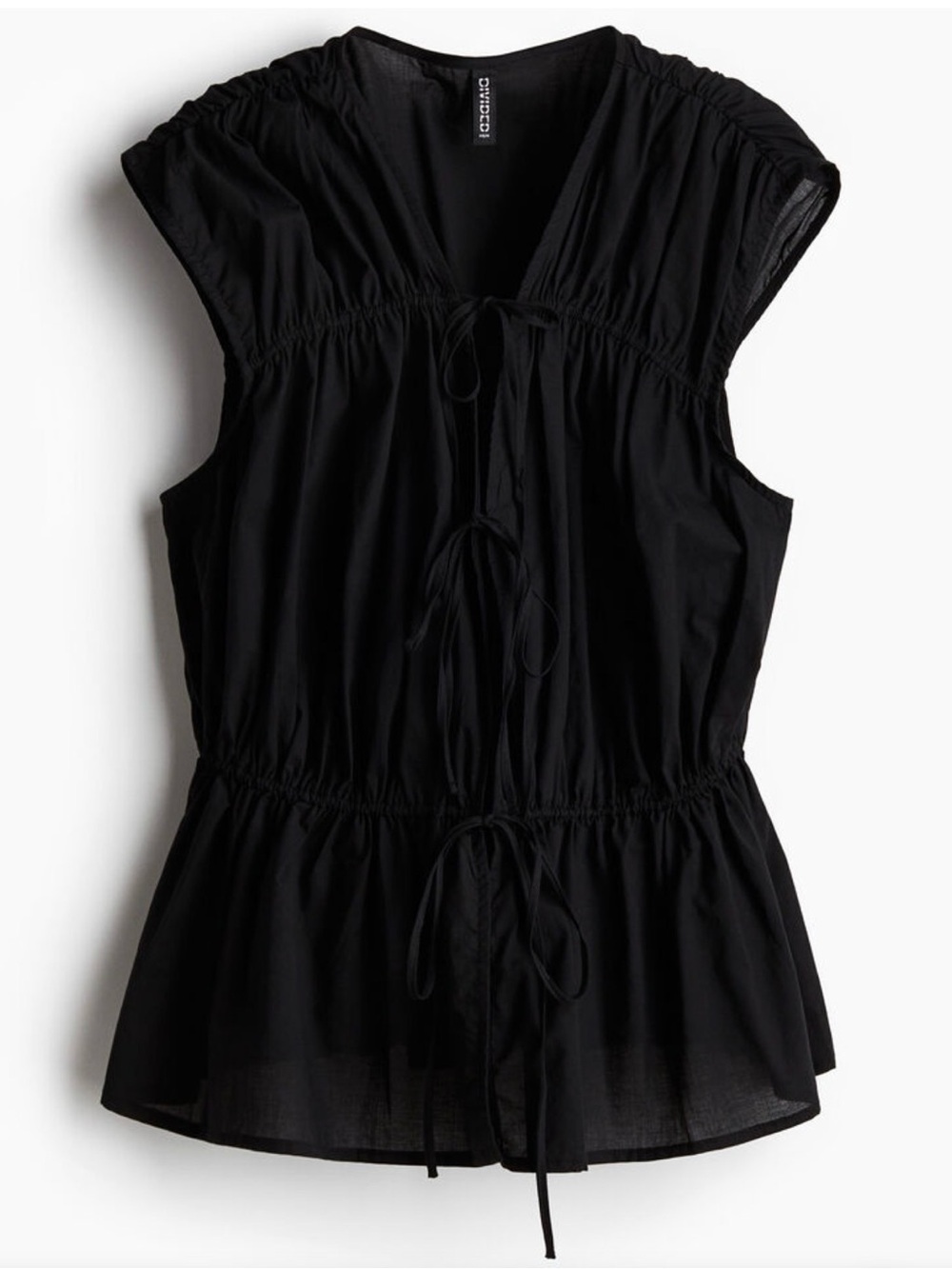 H&M NWT TIE-DETAIL COTTON BLOUSE